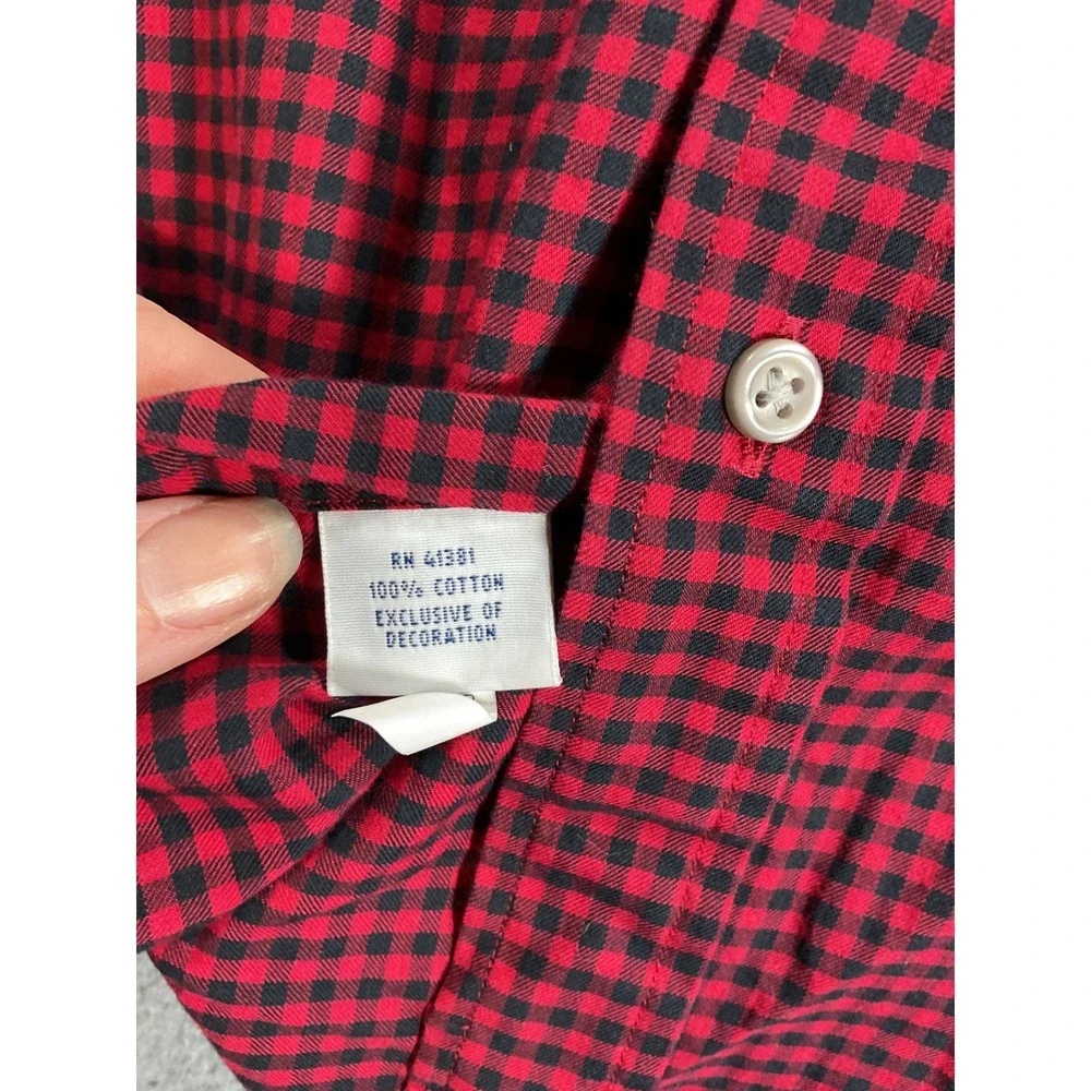 Ralph Lauren Mens Red Black Gingham Check Cotton Button Down Shirt Small S 2237